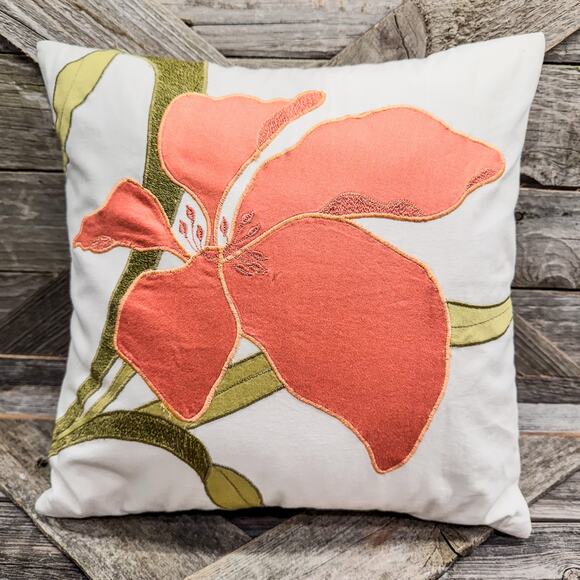 Set of 2-Crate & Barrel-Aria Collection Floral Pillows-Covers & Inserts-12”x12” - Picture 3 of 8